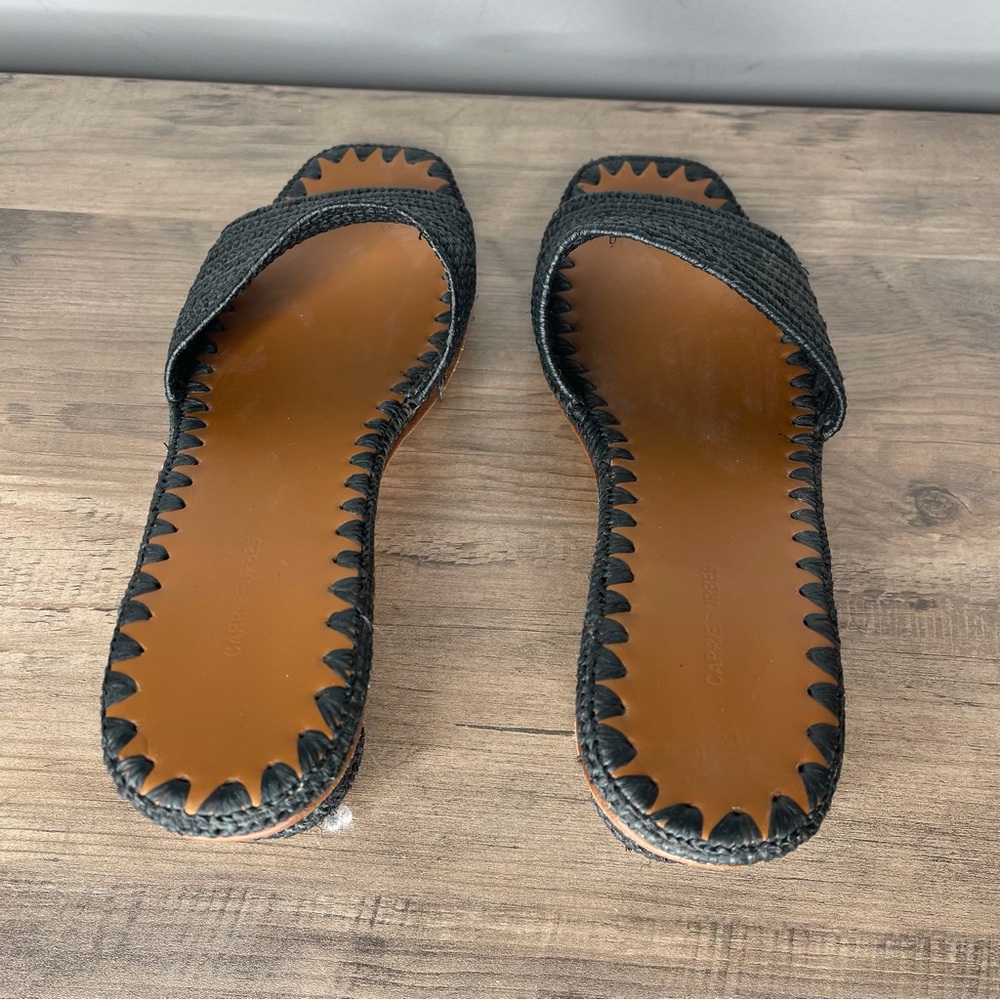 Women’s Carrie Forbes‎ vero curio Black Woven Slide Sandals size 39 - Picture 8 of 10